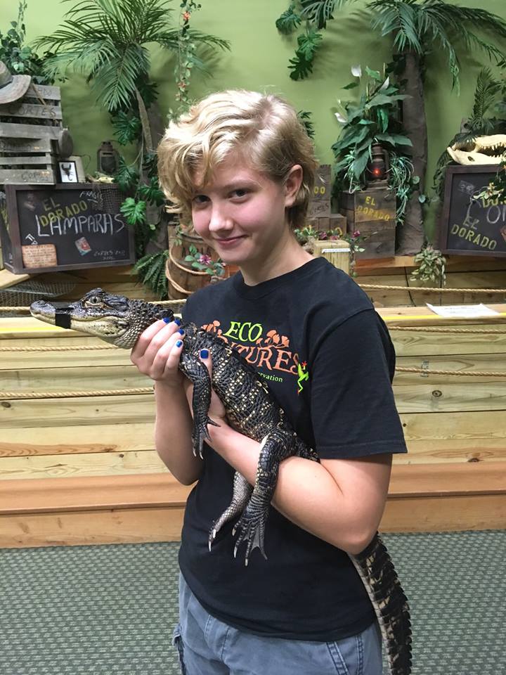 Eliza with croc